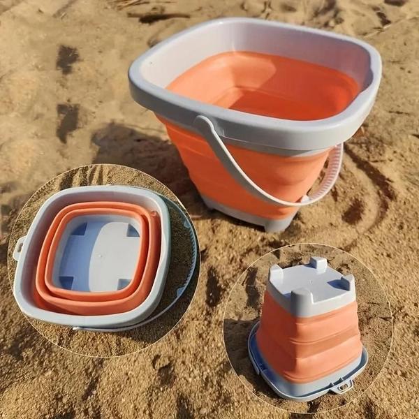 Imagem de Conjunto de Brinquedos de Praia para Crianças com Balde Dobrável, Pá e Ancinho