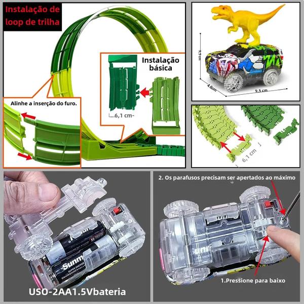 Imagem de Conjunto de Brinquedos de Trem e Dinossauro com Trilhos Flexíveis