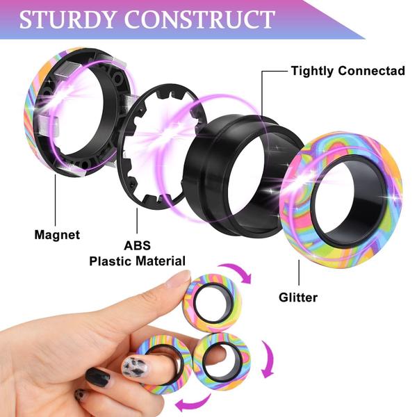 Imagem de Conjunto de brinquedos Magnetic Rings Fidget Cevioce 9 unidades para crianças com mais de 8 anos