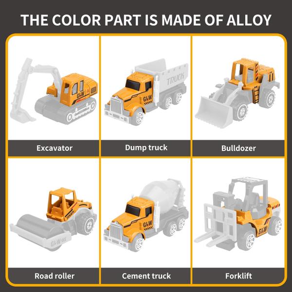 Imagem de Conjunto de brinquedos para caminhões de construção com guindaste, escavadeira, buldôzer 60