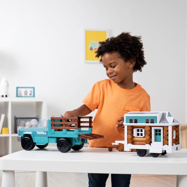 Imagem de Conjunto de brinquedos para construção de caminhões Lincoln Logs Cruising Tonka