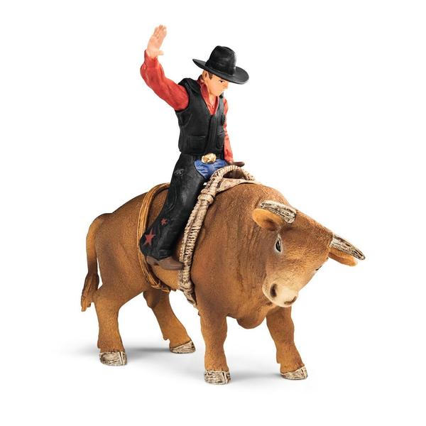 Imagem de Conjunto de brinquedos Schleich Farm World Cowboy Bull Riding 4 peças de mais de 3 anos