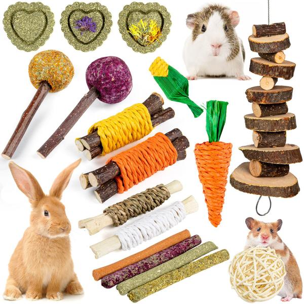 Imagem de Conjunto de brinquedos Sofier Rabbit Bunny Guinea Pig 17 peças de material natural