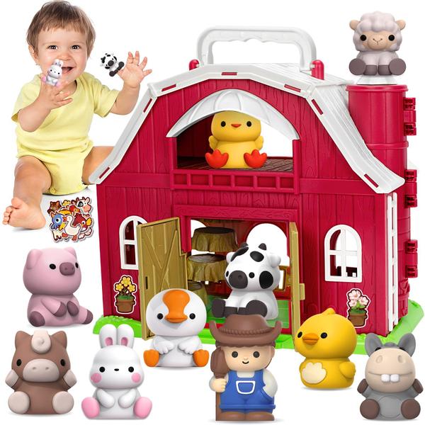 Imagem de Conjunto de brinquedos Toy Big Red Barn Farm Animal para crianças de 1 a 3 anos