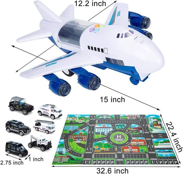 Imagem de Conjunto de brinquedos Transport Cargo Airplane com carro e 11 sinais de trânsito