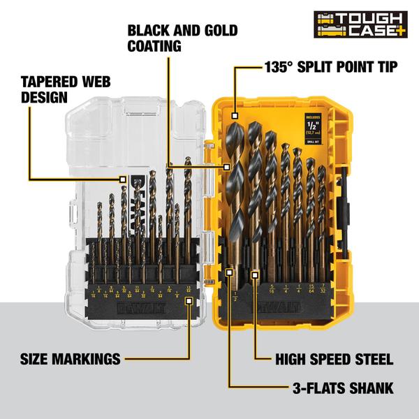 Imagem de Conjunto de brocas DEWALT DWA1181, 21 peças para plástico, madeira