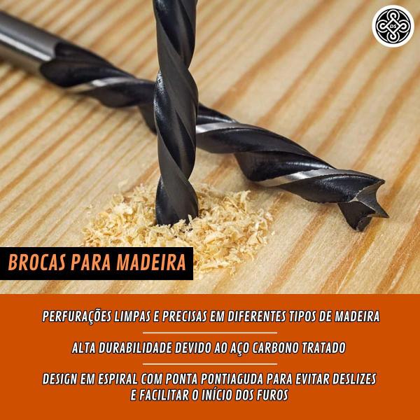 Imagem de Conjunto De Brocas E Aço Para Madeira 8 Peças 3 A 10 Mm