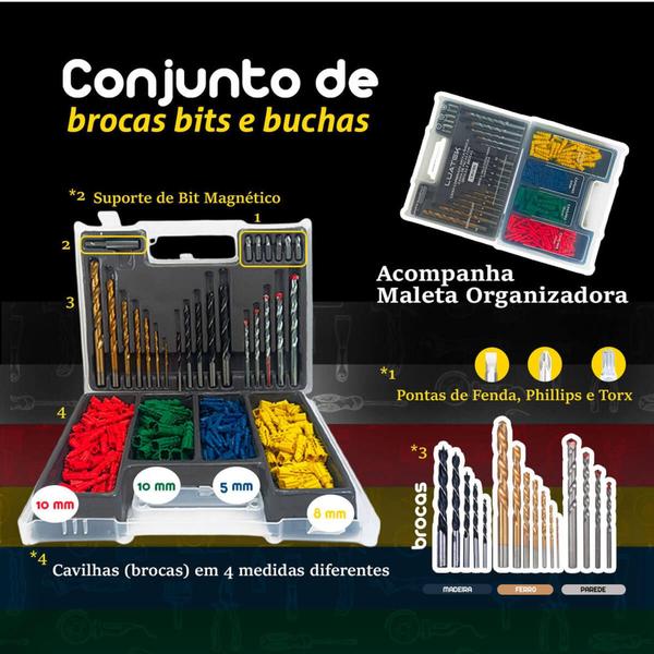 Imagem de Conjunto de Brocas e Bits Alvenaria Madeira Ferro - Luatek