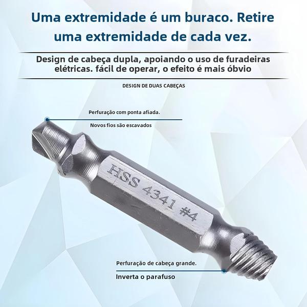 Imagem de Conjunto de Brocas Hexagonais para Extração de Parafusos com Cabeça Danificada - 4341