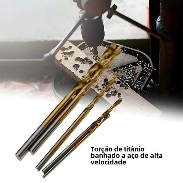 Imagem de Conjunto de Brocas HSS Revestidas de Titânio - 100/50 Unidades (1/1,5/2/2,5/3mm)