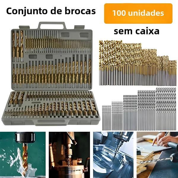 Imagem de Conjunto de Brocas HSS Revestidas de Titânio - 100/50 Unidades (1/1,5/2/2,5/3mm)