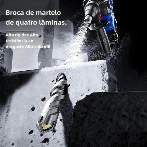 Imagem de Conjunto de Brocas SDS Plus para Alvenaria e Concreto - 4 Pontas Cruzadas para Blocos