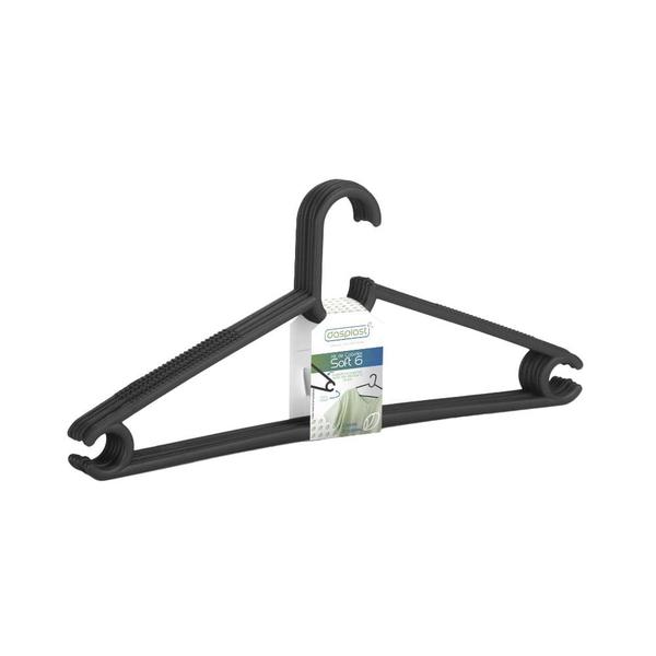 Imagem de Conjunto de Cabides Dasplast Soft Preto 6 Unidades