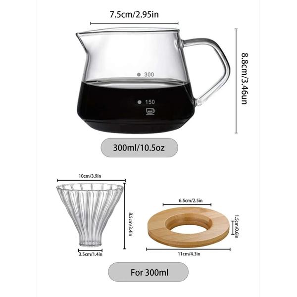 Imagem de Conjunto de Cafeteira de Vidro com Jarra e Filtro - 600ml e 300ml