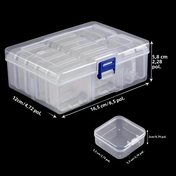 Imagem de Conjunto de Caixa de Armazenamento com 14 Compartimentos - Plástico Transparente para Acessórios