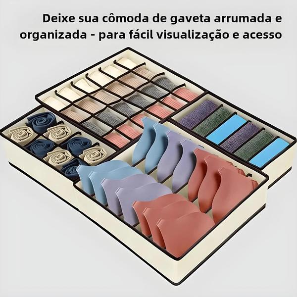 Imagem de Conjunto de Caixas para Organização de Tecidos Bege - 6/7/8/24 Gavetas