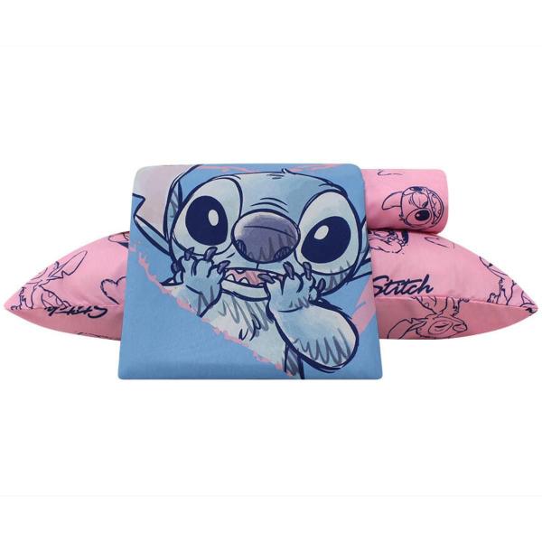 Imagem de Conjunto de Cama 3 Peças Antialérgico Microfibra e Toalha Infantil Praia Piscina do Stitch