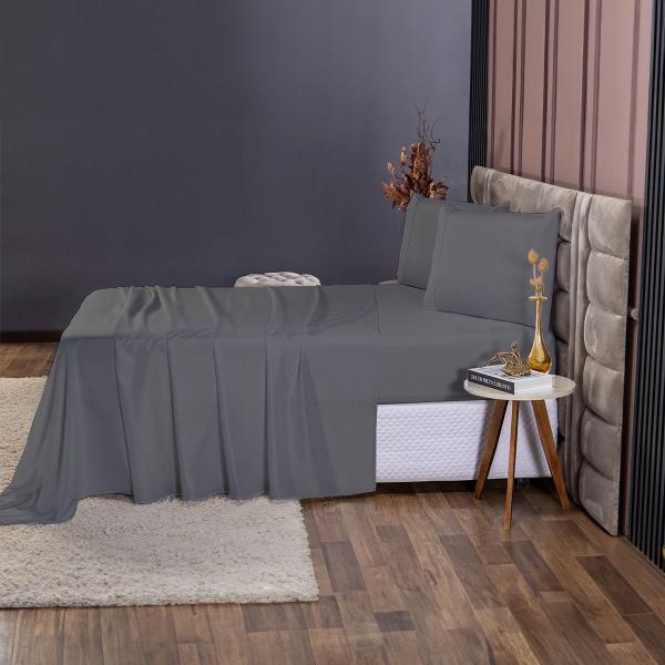 Conjunto de Cama Casal 400 Fios Percal 4 Peças Toque Macio - Charme do Lar Imagem de Conjunto de Cama Casal 400 Fios Percal 4 Peças Toque Macio