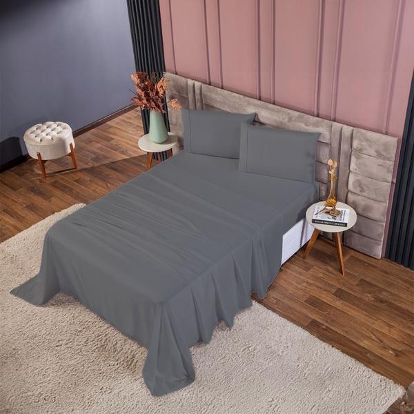 Conjunto de Cama Casal 400 Fios Percal 4 Peças Toque Macio - Charme do Lar Imagem de Conjunto de Cama Casal 400 Fios Percal 4 Peças Toque Macio