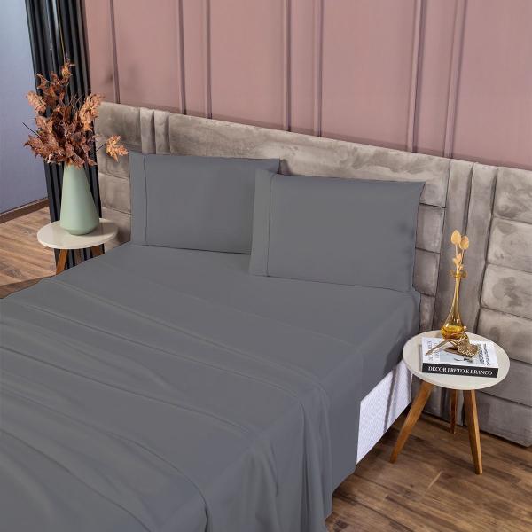 Conjunto de Cama Casal 400 Fios Percal 4 Peças Toque Macio - Charme do Lar Imagem de Conjunto de Cama Casal 400 Fios Percal 4 Peças Toque Macio