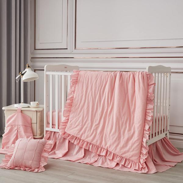 Imagem de Conjunto de cama de berço Brandream Farmhouse para meninas, 3 peças