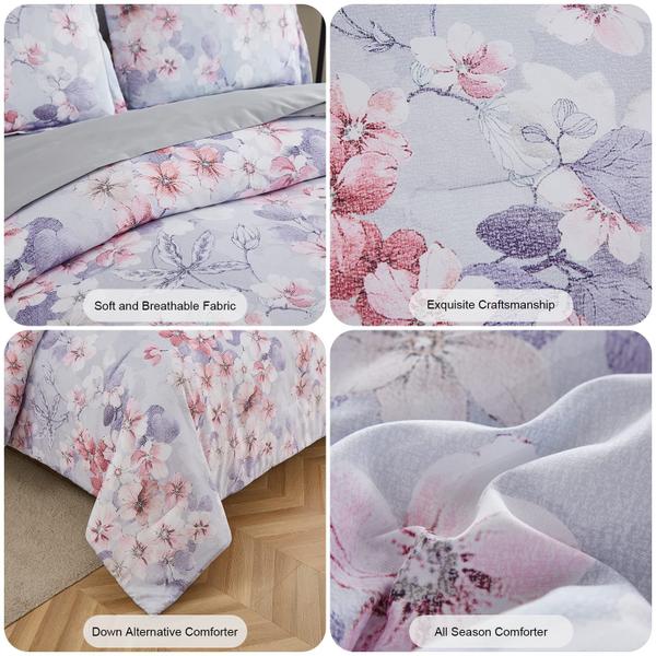 Imagem de Conjunto de cama em uma bolsa DHSFKBE Floral Comforter Microfiber King