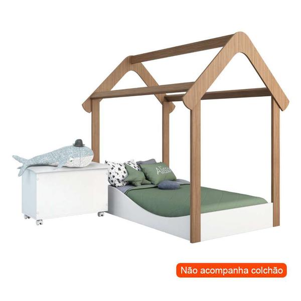 Imagem de Conjunto de Cama Montessoriano Uli com Baú Elô Branco e Carvalho