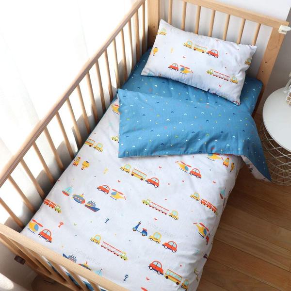 Imagem de Conjunto de Cama para Bebê Emenpy 100% Algodão - 3 Peças com Estampa de Carro