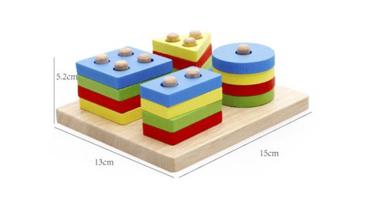 Imagem de Conjunto de caminhões de madeira Toy Educational Toy Wokex Stack and Sort Puzzle