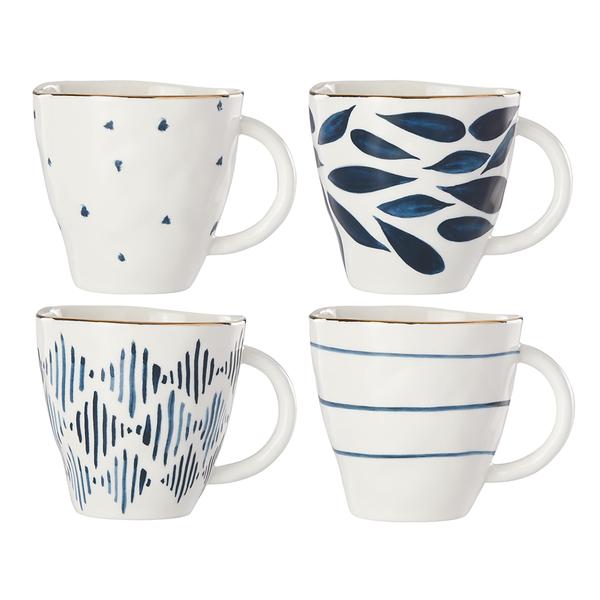 Imagem de Conjunto de canecas de sobremesa Lenox Blue Bay de 4 peças de porcelana