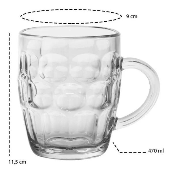 Imagem de Conjunto De Canecas Para Chopp Em Vidro Com 2 Peças 470ml