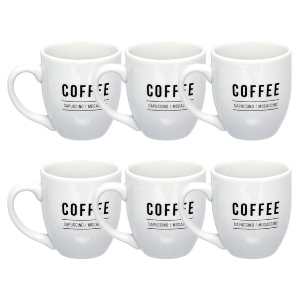 Imagem de Conjunto De Canecas Porcelana Branca Manhattan Para Café - 6 Unidades