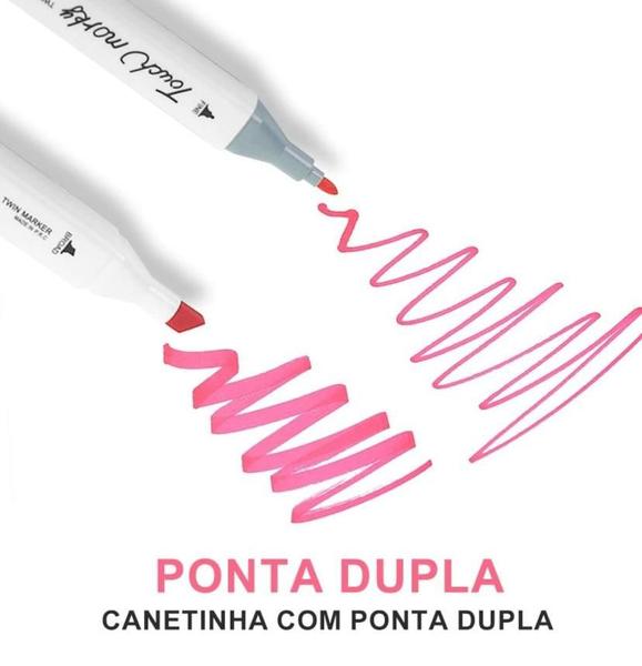 Imagem de Conjunto de Canetas Marcador Permanente Ponta Dupla 24 Cores