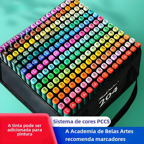 Imagem de Conjunto de Canetas Pincel com 12/24/36/48/60 ou 80 Cores Sortidas - Ideal para Pintura e Desenho