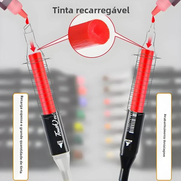 Imagem de Conjunto de Canetas Pincel com 12/24/36/48/60 ou 80 Cores Sortidas - Ideal para Pintura e Desenho