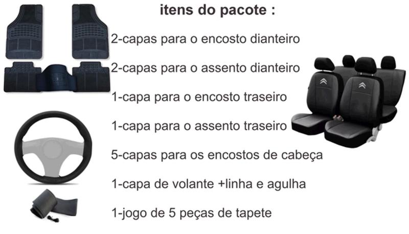 Conjunto de Capa Citroen C4 Cactus 2018 a 2025 + Tapete + Capa de Volante Estiloso - Aero Print Imagem de Conjunto de Capa Citroen C4 Cactus 2018 a 2025 + Tapete + Capa de Volante Estiloso