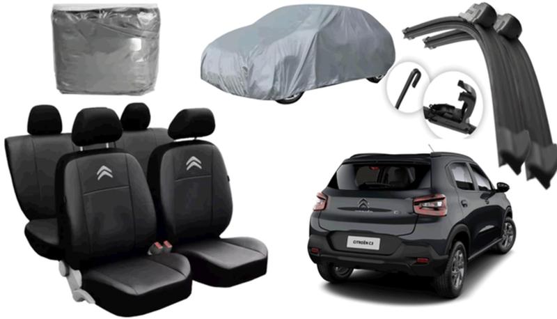 Conjunto de Capa de Couro C3 Feel Pack 2021 a 2024 + Limpador Durável e Capa de Cobertura - Aero Print Imagem de Conjunto de Capa de Couro C3 Feel Pack 2021 a 2024 + Limpador Durável e Capa de Cobertura