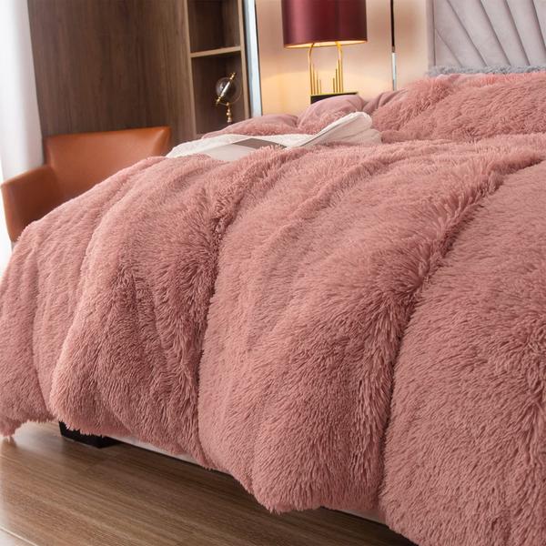 Imagem de Conjunto de capa de edredom EMME Luxury Fuzzy Queen Size Fluffy Comforte