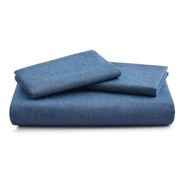 Imagem de Conjunto de capa de edredom LOVQUE 100% algodão lavado, queen size, azul