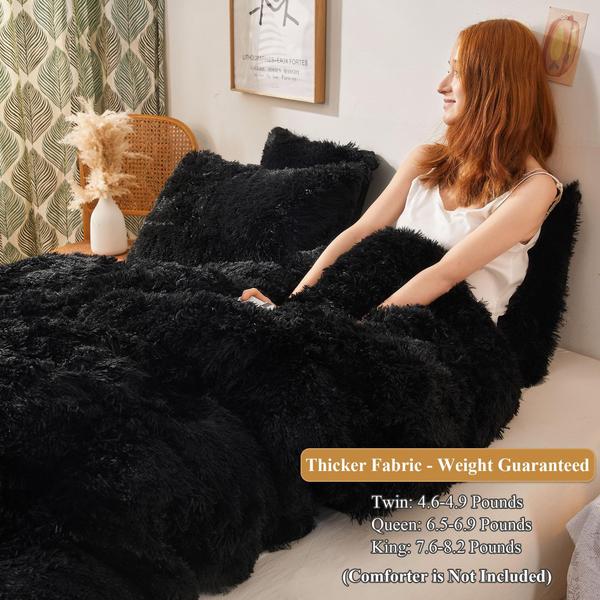 Imagem de Conjunto de capa de edredom XeGE Plush Shaggy Luxury Ultra Soft Twin