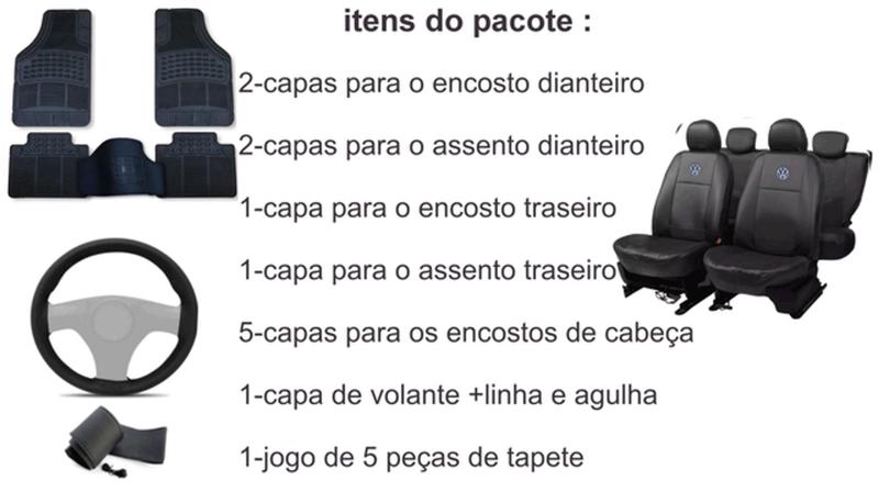 Imagem de Conjunto de Capa de Volante + Tapetes + Capa de Couro para Saveiro 99-09