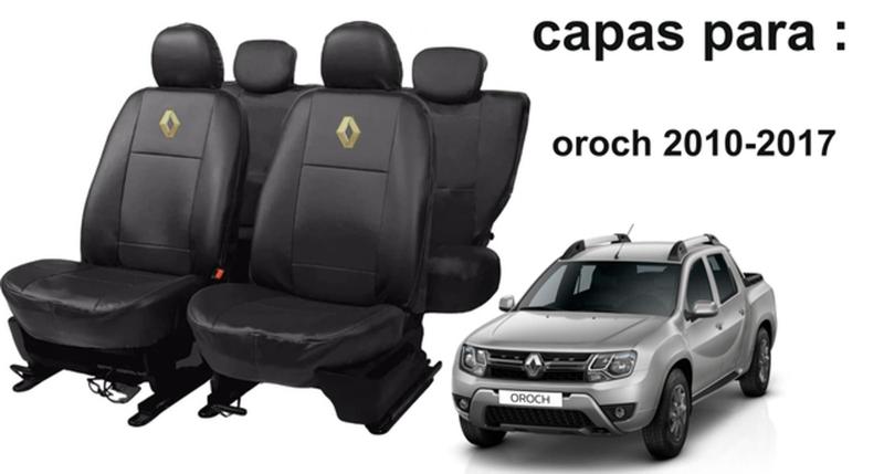 Imagem de Conjunto de Capas de Couro Renault Oroch 2016 a 2017 + Capa de Volante