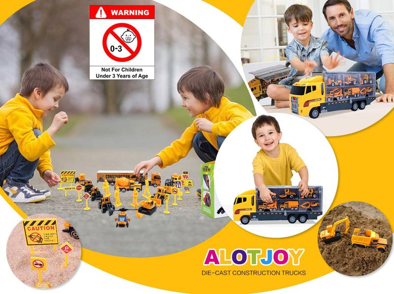 Imagem de Conjunto de carros de construção ALOTJOY Toys para meninos de 3 a 7 anos com 25 unidades