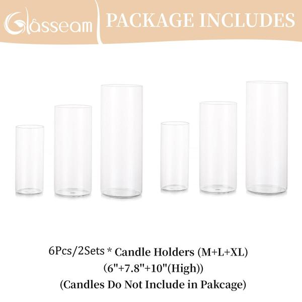 Imagem de Conjunto de castiçais Glasseam Glass Candle Cylinders Clear