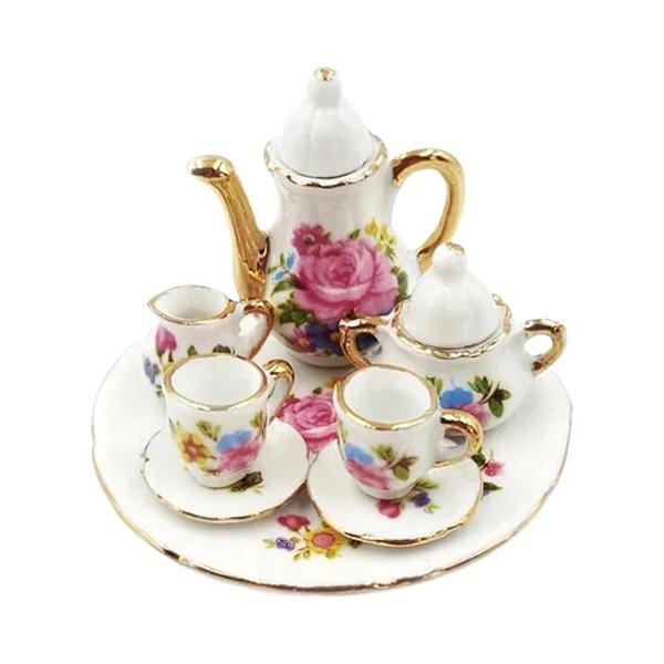 Conjunto De Chá De Porcelana Em Miniatura Prato Copo 8 Peças 1:12 Acessórios De Utensílios... Conjunto De Chá De Porcelana Em Miniatura Prato Copo 8 Peças 1:12 Acessórios De Utensílios...