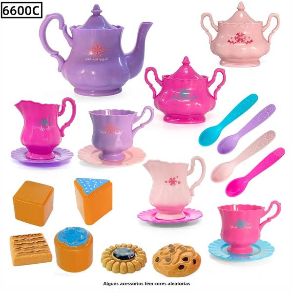 Imagem de Conjunto de Chá para Meninas - Brinquedo Infantil com Chaleira, Biscoitos e Mais