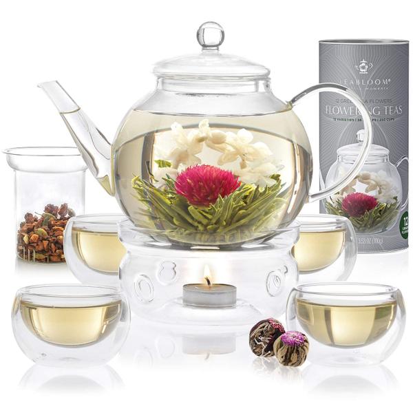 Imagem de Conjunto de Chá Teabloom - Bule de Vidro 1200ml com Infusor e 4 Xícaras