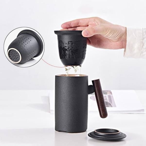 Imagem de Conjunto de chá Wokex Black Ceramic Portable Kung Fu, 400 ml