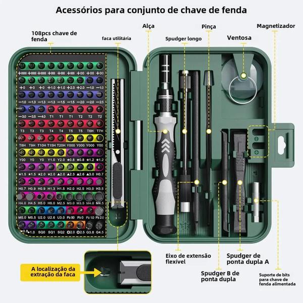 Imagem de Conjunto De Chave De Fenda De Precisão 132 Em 1, Caixa De Armazenamento De Bits Magnéticos Phillips