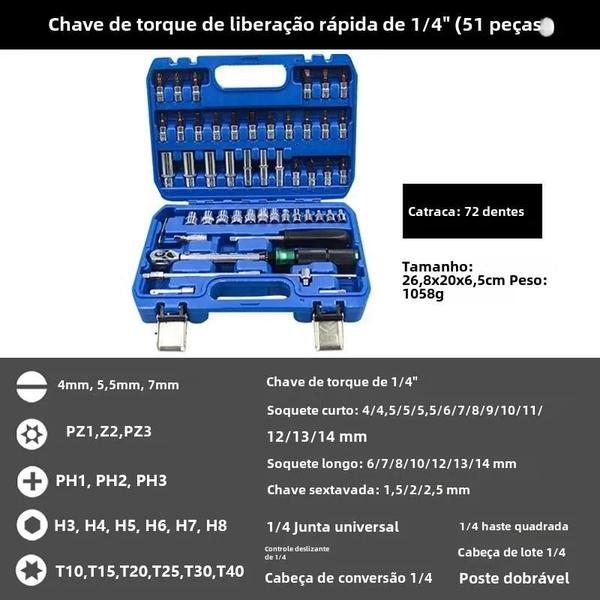 Imagem de Conjunto de Chave de Torque de Precisão 1/4" - Escala Dupla (2-24 Nm) para Reparo